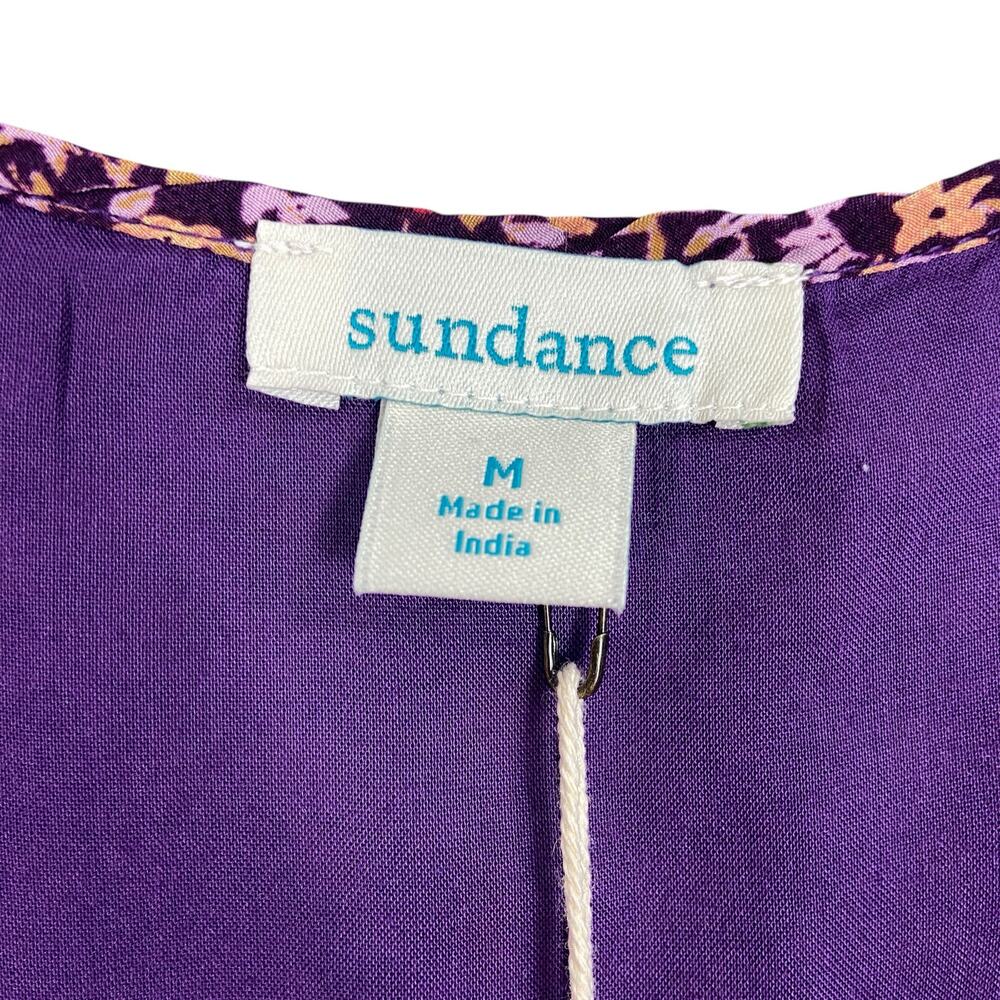 Sundance Floral Crepe Flutter Sleeves V Neck Dress Medium - Picture 5 of 8